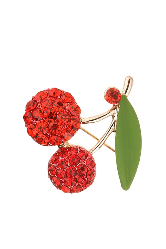 Eye Catching Green Zircon Cherry Jewelry Pin Charm for Casual and Formal Attire