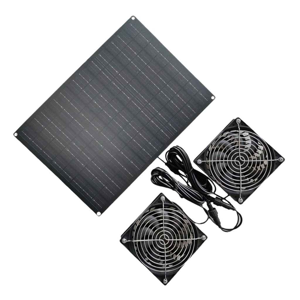 WINDLAND Greenhouse Air Circulation Solar Fan Set 15W 12V Monocrystalline Silicon Panel