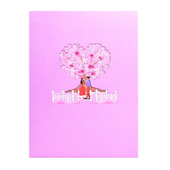 WINDLAND Greeting Card with Envelope 3D Sakuras Flower Couple Card Handmade Birthday Card