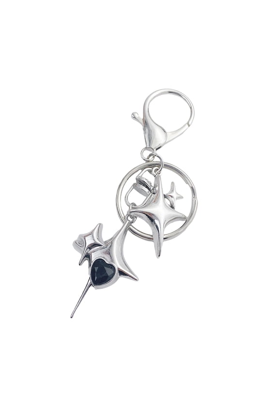 Guitar Keychain with Star Embellishments Unique Handmade Keyring Fashion Bag Accessory Elegant Music Lover Gift