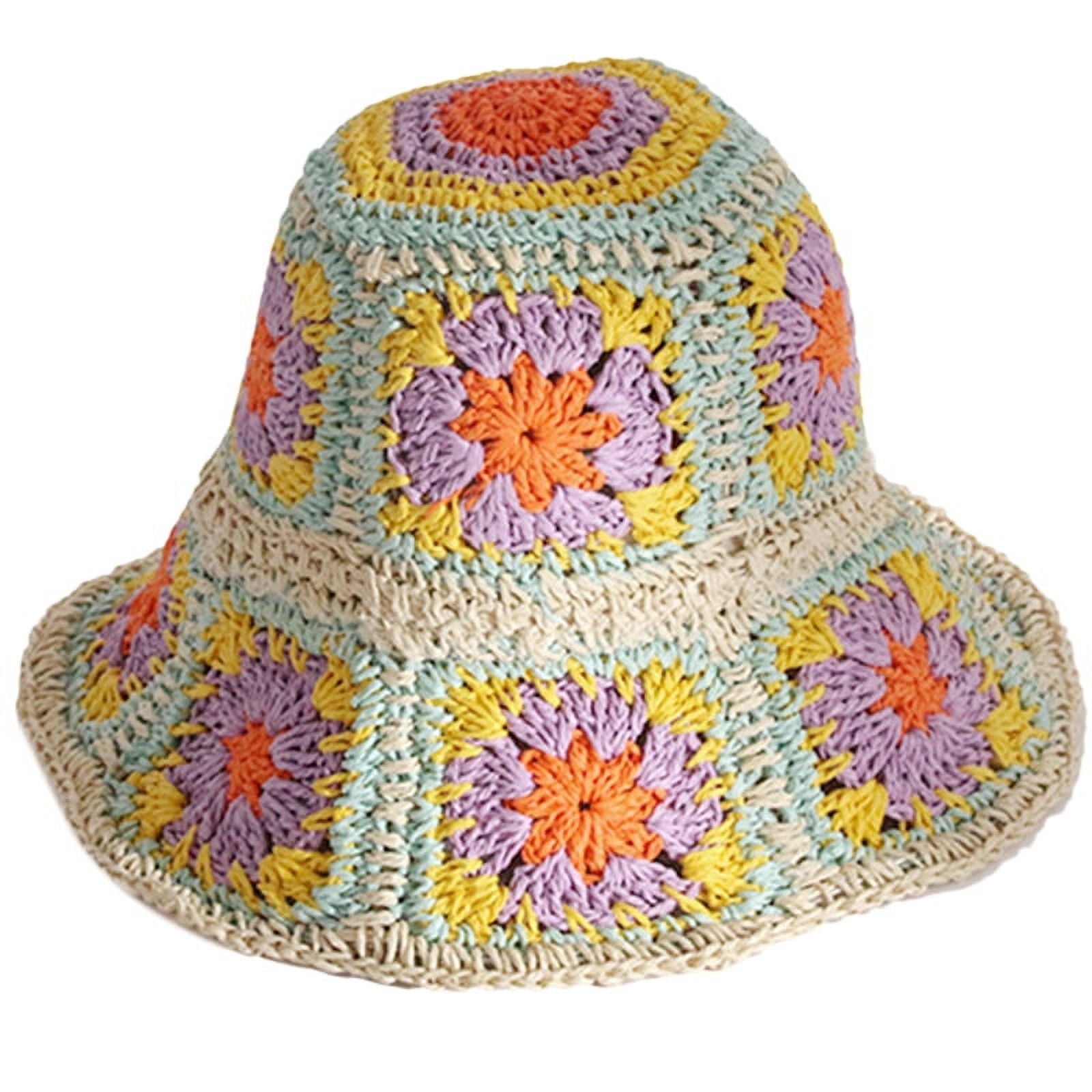 WINDLAND Hand Knit Boho Hollow Out Hat Crochet Bucket Hat