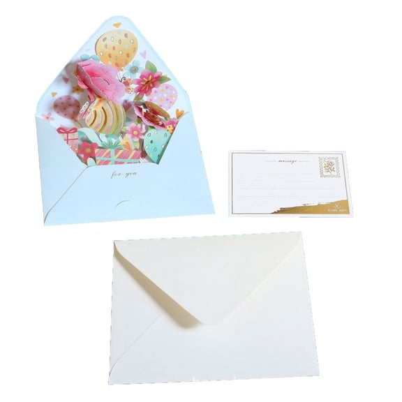 WINDLAND Handmade 3D Flower Greeting Card with Matching Envelope Blessing Messages Card