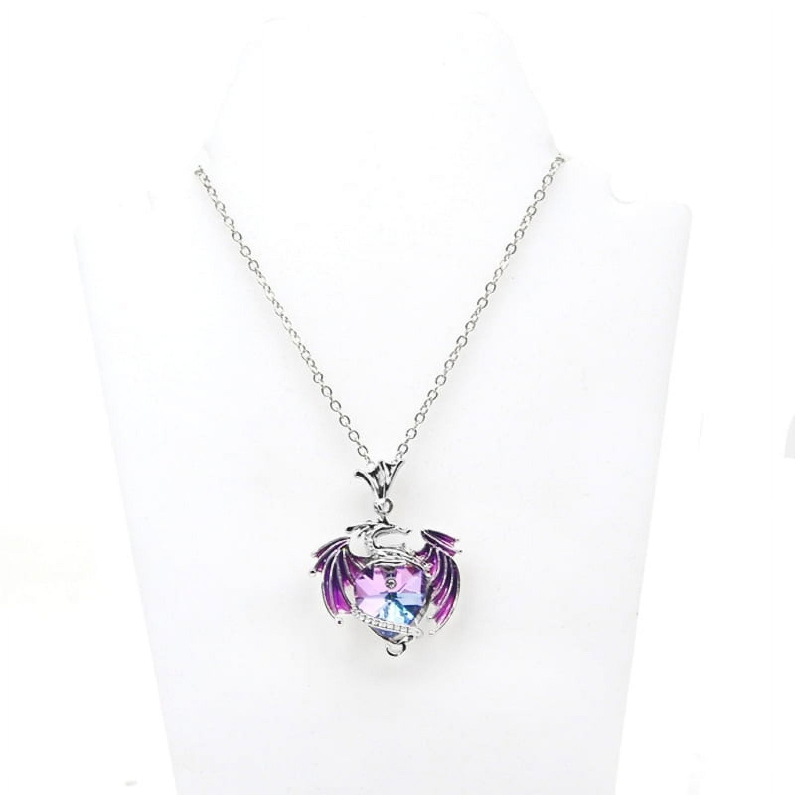 WINDLAND Heart Charm Clavicle Chain Fantasy Crystal Flying Dragon 