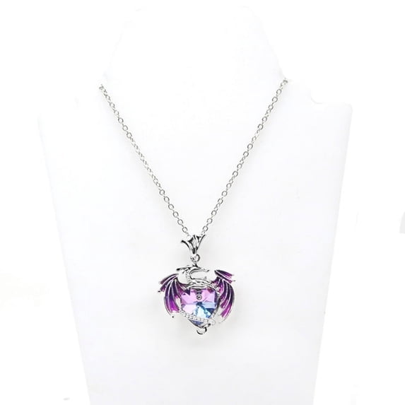 WINDLAND Heart Charm Clavicle Chain Fantasy Crystal Flying Dragon Necklace Jewelry