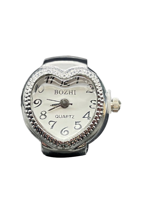 Heart Shape Watch Rings Elastic Band Finger Clock Jewelry Valentines Day Gift