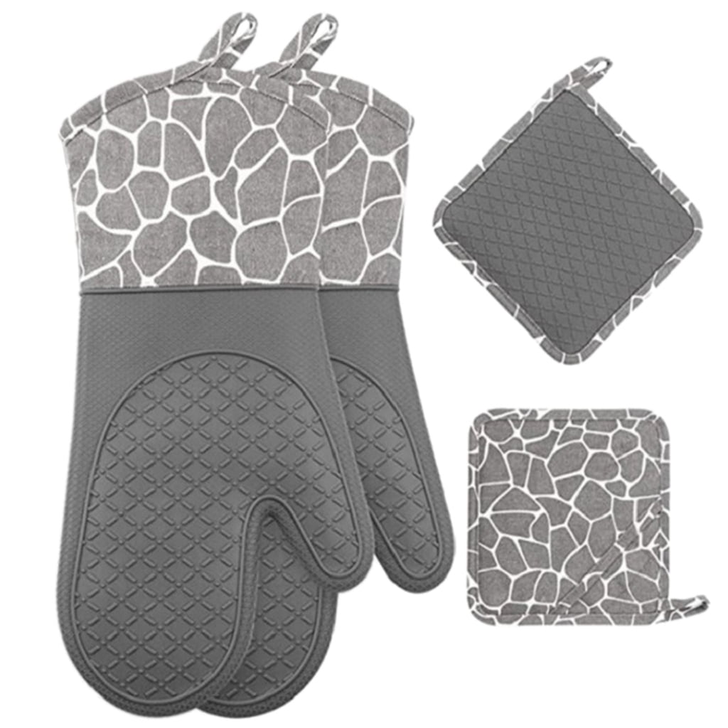 WINDLAND Heat Resistant Silicone Oven Gloves Durable Oven Mitts Comfortable Pots Holder Suitable for Kitchen Cooking Grilling