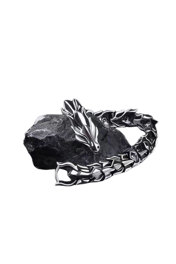 Hip Hop Gothic Dragon Bone Cuff Bracelet for Men Antique Silver Jewelry