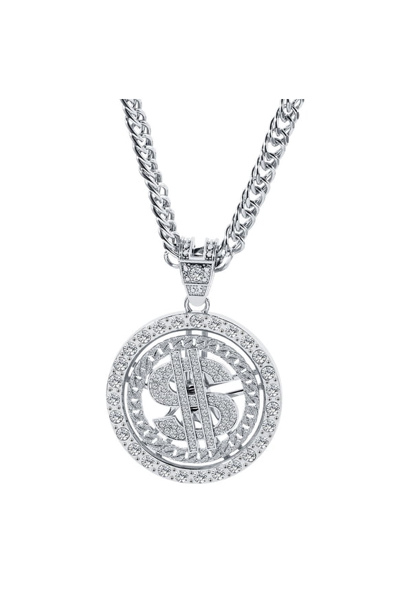 Big Money Necklaces Gold/Silver Chain with Dollar Sign for Rhinestone Jewelry Gi