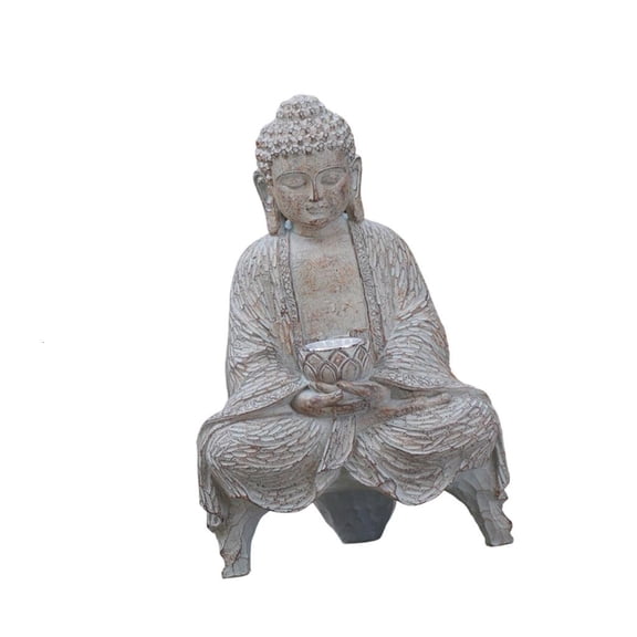 WINDLAND Home Buddhas Statue Solar Power Flickering LED Garden Light Meditations Buddhas Figures Spiritual Room Decorations