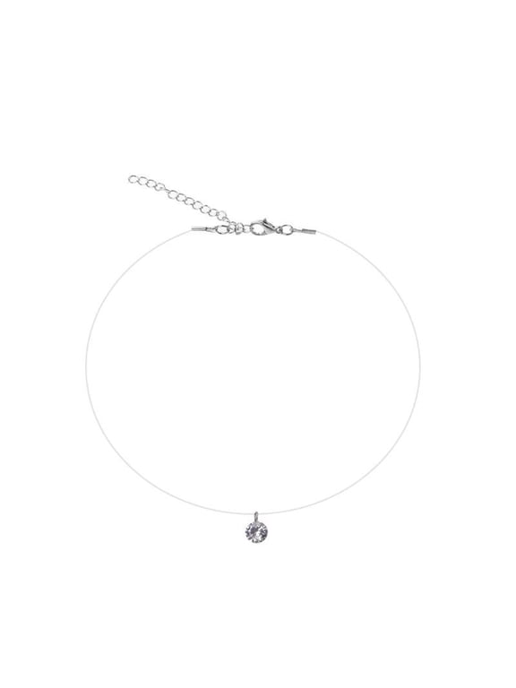 Invisible Cubic Zirconia Pendant Necklace Clavicle Chain Fishing Line Choker Ins