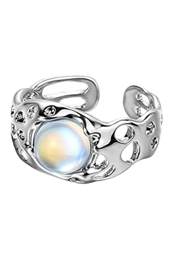 Trend Vintage Opal Irregular Natural Stone Ring Opal Aesthetic Hollow Ring