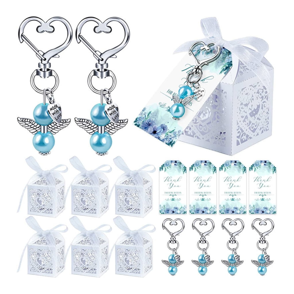WINDLAND Kraft Tags Guest Angel Favor Keychains for Bridal Shower Wedding Charm Party