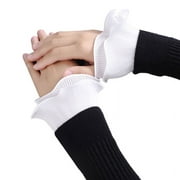 WINDLAND Ladies Winter Decorative Fake Sleeves Double Layer Chiffon Wrinkled Ruffles Detachable Flared Cuffs Sweater Wrist Warmer
