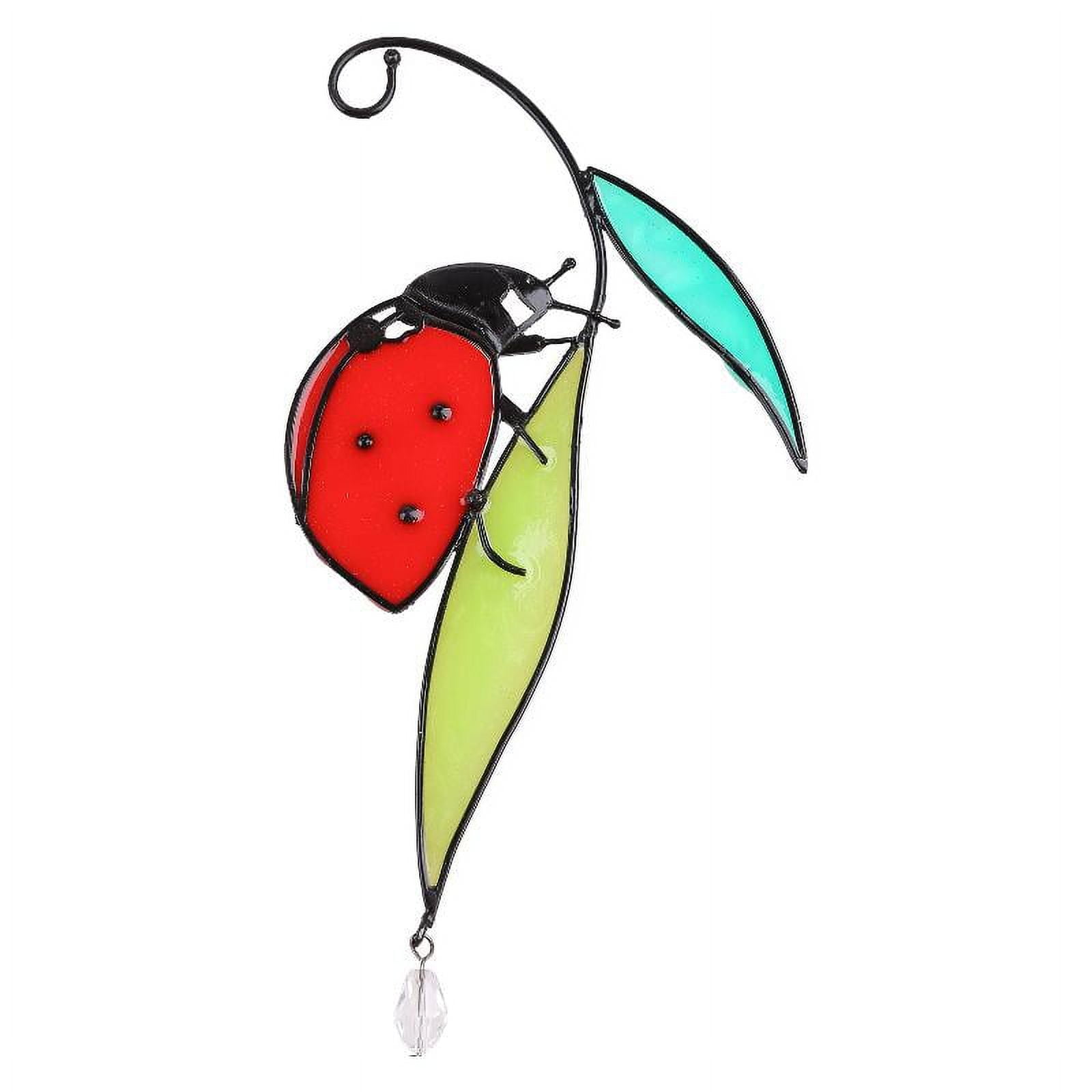 WINDLAND Ladybug Hanging Ornament Leaf Insect Suncatcher Stained Glass ...