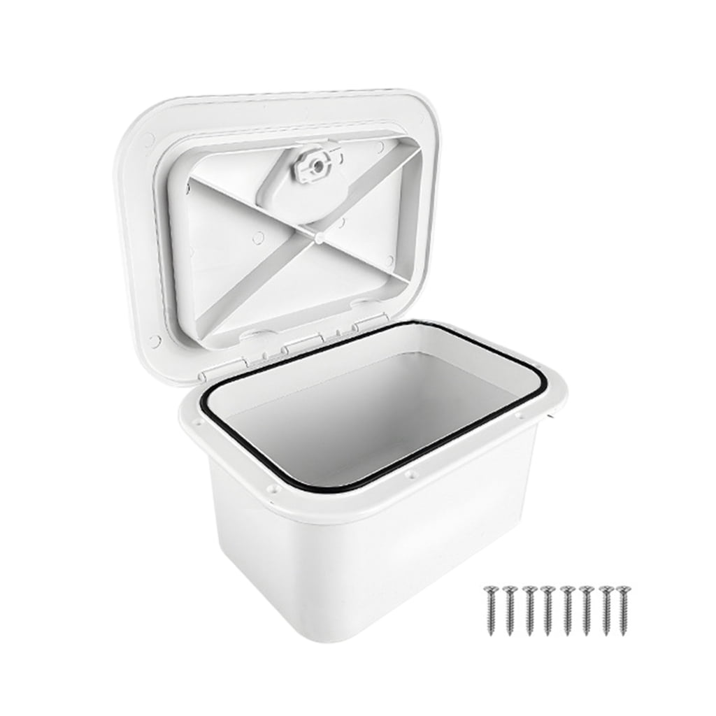 WINDLAND Lockable Tackle Box Organizers Marine Deck Storage Box Boats Accessory Fishing Tackle Organizers Container White