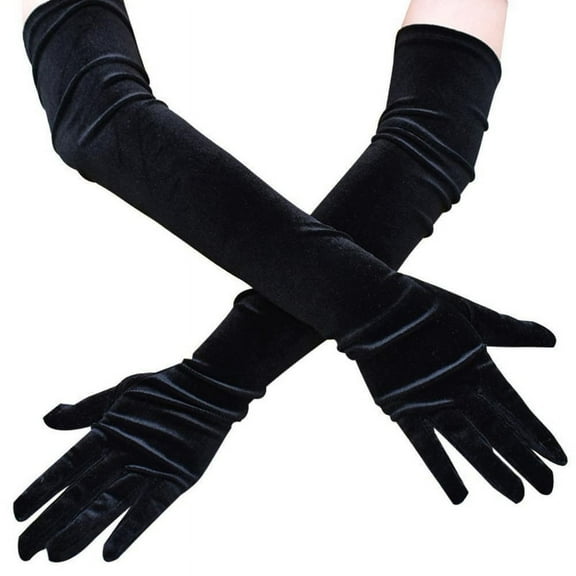 WINDLAND Long Sleeves Opera Show Gloves for Women Velvet Gloves Stretchy Elbow Length