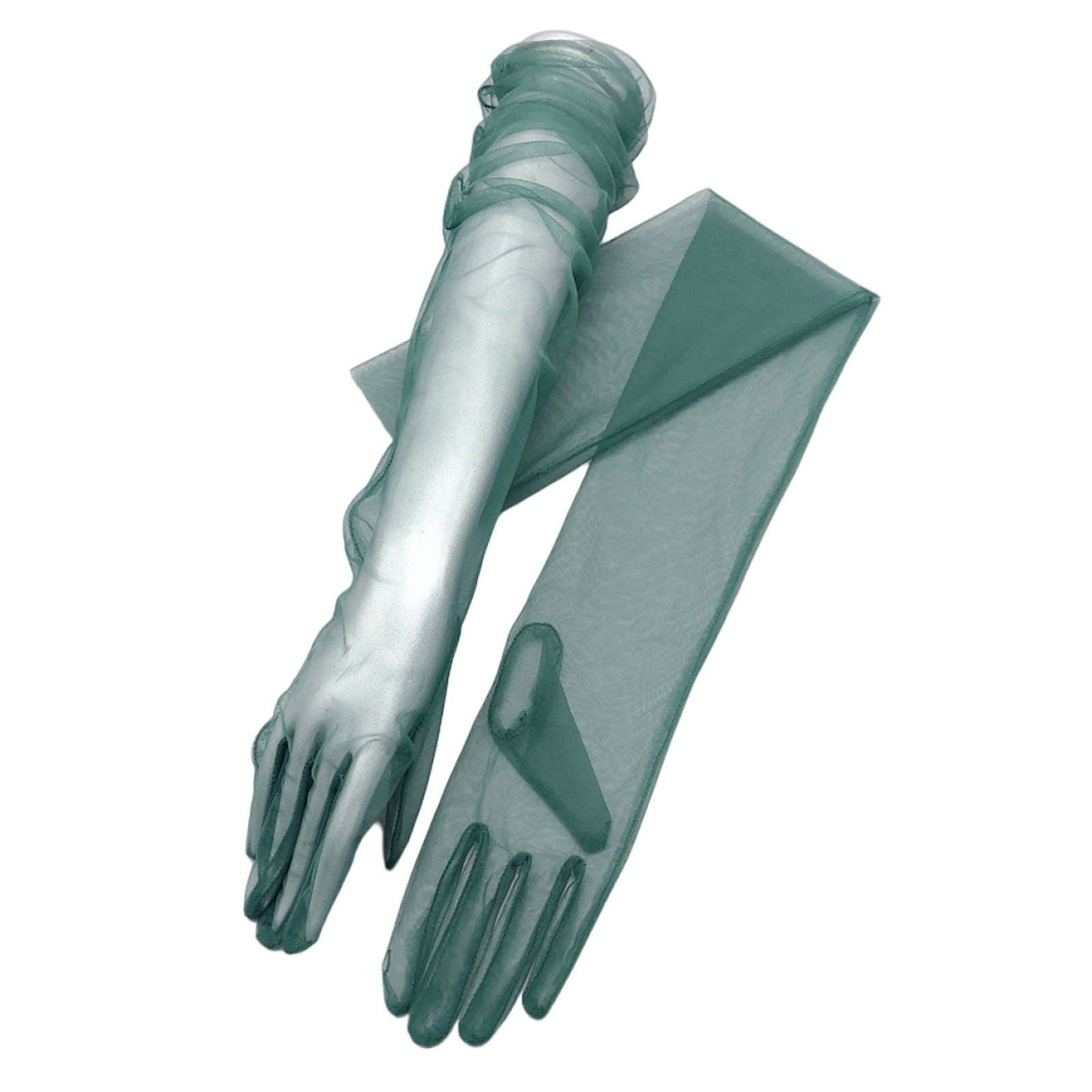 WINDLAND Long Tulle Gloves 70cm Wedding Gloves Long Full Finger Gloves ...