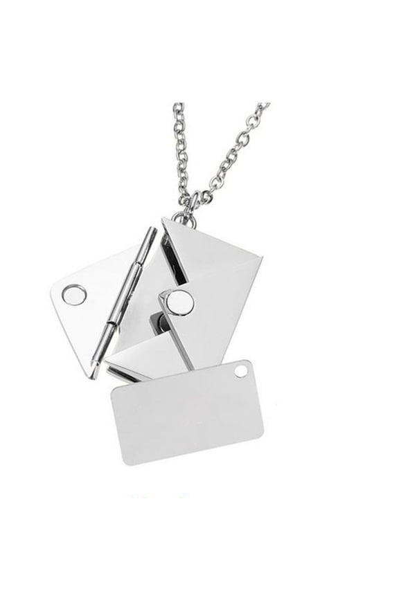 Envelope Locket Necklace Stainless Steel Love you Secret Hidden Message Pendant
