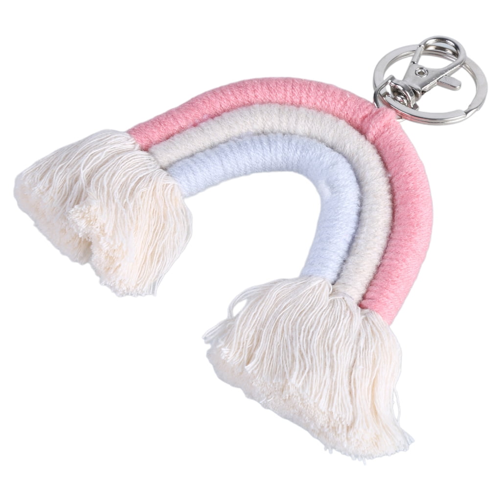 Weaving Keychains WINDLAND Exquisite Keychain Weaving Rainbow Pendant for Key Chain ...