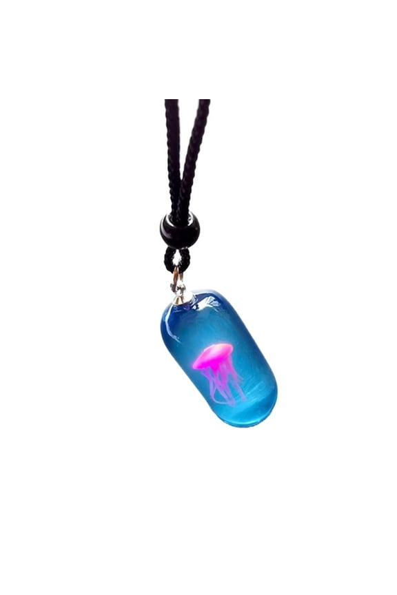 Luminous Jellyfish Pendant Necklace Glow In The Dark Long Necklace Adjustable
