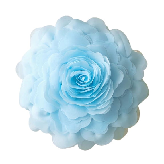 WINDLAND Luxurious 3D Rose Flower Round Throw Pillows Case Handmade Cushions for Sofa Bed Living