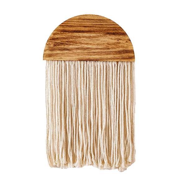WINDLAND Macrame Wall Hanging Boho Semicircle Wooden Board Ornament Long Tassels Tapestry
