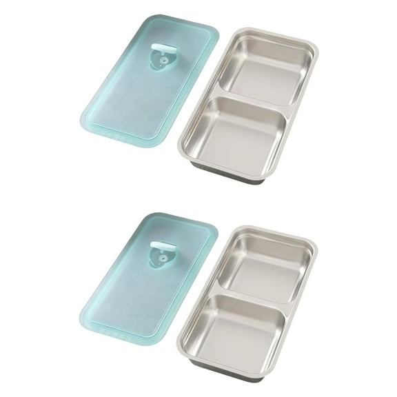 WINDLAND Metal Snacks Container with Lid 2 Compartment Lunch Box for Outdoor Camping