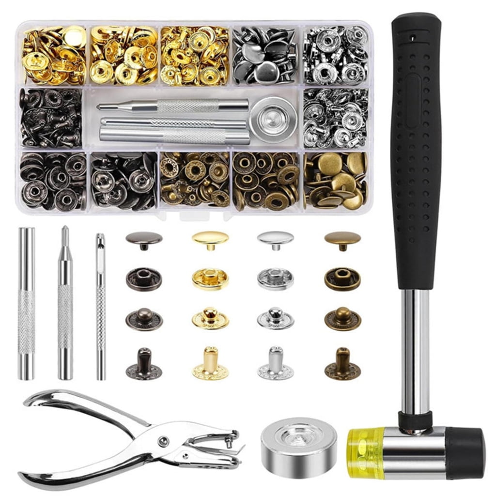 WINDLAND 120 Sets 12.5mm Snap Fasteners Kits, for Craft Clothes Making, Metal Snaps Buttons Press Studs with Install Tool