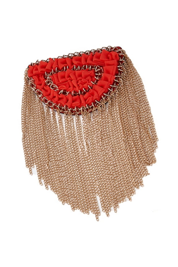 Metal Tassels Fringed Epaulette Pearls Rhinestones Shoulder Badges for Women Men Party Uniform Decoration Accessory