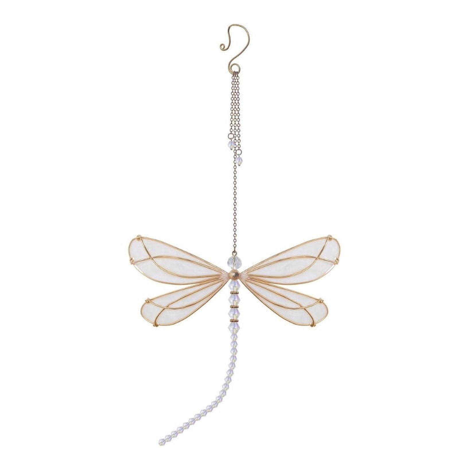 WINDLAND Metal Wing Dragonfly Crystal Suncatchers Garden Wind Chime