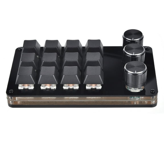 WINDLAND Programmable Gaming Keyboard with 12 Keys and 3 Knobs Mechanical Keypad