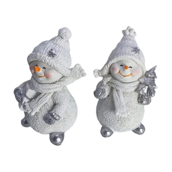 WINDLAND Miniature Snowman Statue Tiny Resin Snowman Figurine Christmas Tree Ornament