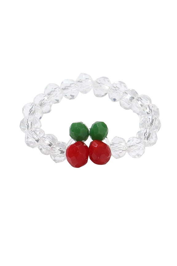 Elegant Elastic Red Cherry Rings Unique Geometric Elastic Finger Rings Comfortable Wear Minimalist Bead String Rings