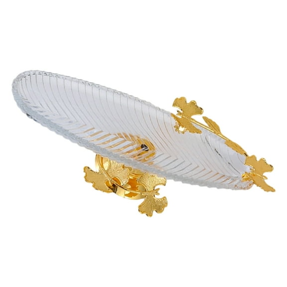 WINDLAND Modern Decorative Metal Clear Glass Serving Tray With Nonslip Stand For Party Fruits Snacks Dining Table Display Dish