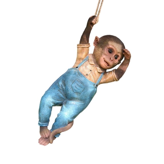 WINDLAND Monkey Miniature Figure Garden Art Robusts Finish Resins Hanging Sculpture Ornament For Indoor and Outdoor Decors