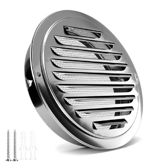 WINDLAND Multipurpose Sturdy Stainless Steel Round Louvered Vent Cover in Stainless Steel for Exterior Wall Applications