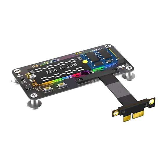 WINDLAND Convert NVME to PCIE Expansion Board Cooling Fan and Color Changing LED