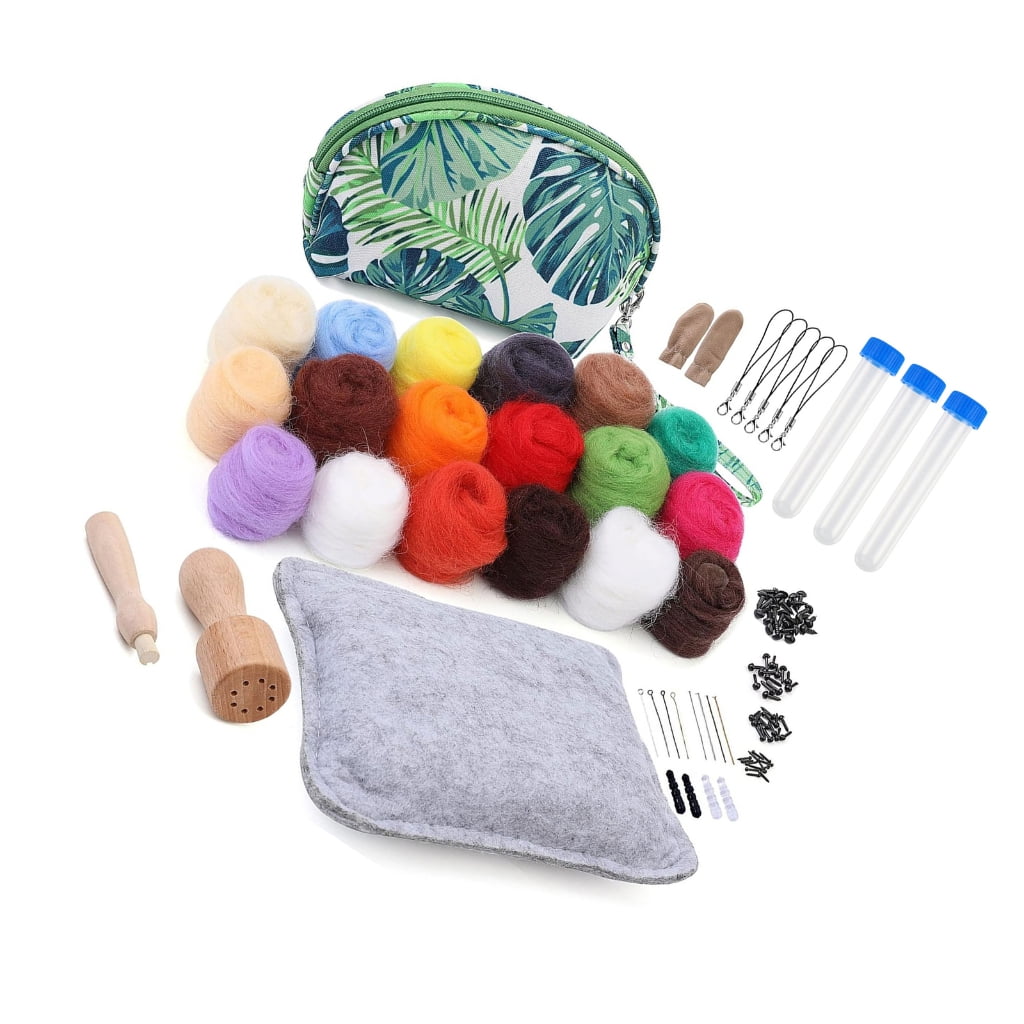 WINDLAND Needle Felting Kits with Storage Bags, Wool Roving 18 Colors Set, for Beginner