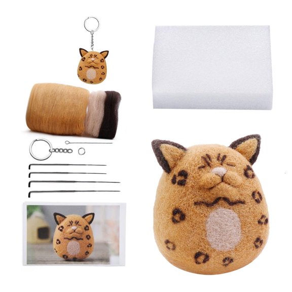 WINDLAND Non Finished Felt Kits Cat Wool Needle Felt Dolls Felting Poked Needle