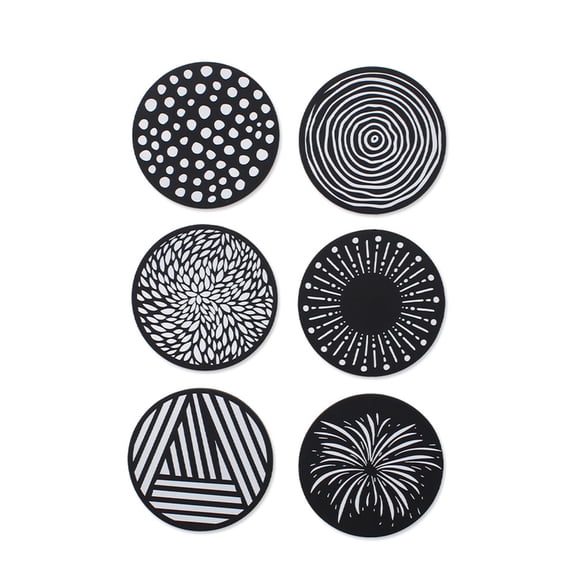 WINDLAND Nonslip Silicone Coasters Printed Round Cup Mat for Coffee Tables and Workspaces