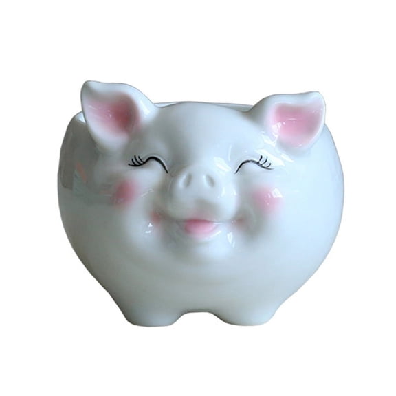 WINDLAND Nordic Style Ceramic Flower Pot Cartoon Animal Pig Succulent Bonsai Potted Planter for Indoor Outdoor Garden Yard Decor