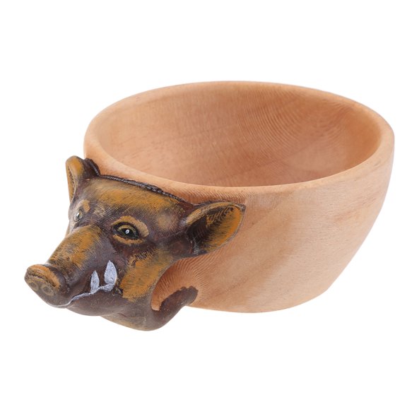 WINDLAND Nordic Water Cup for Creative Portable Rubber Wood Material Hand Carved H