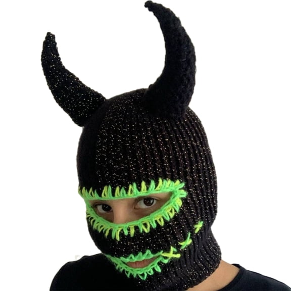 WINDLAND Novelty Devil Horn Hat Knit Balaclava Beanie Cap Women Outdoor Skiing Hiking Hat