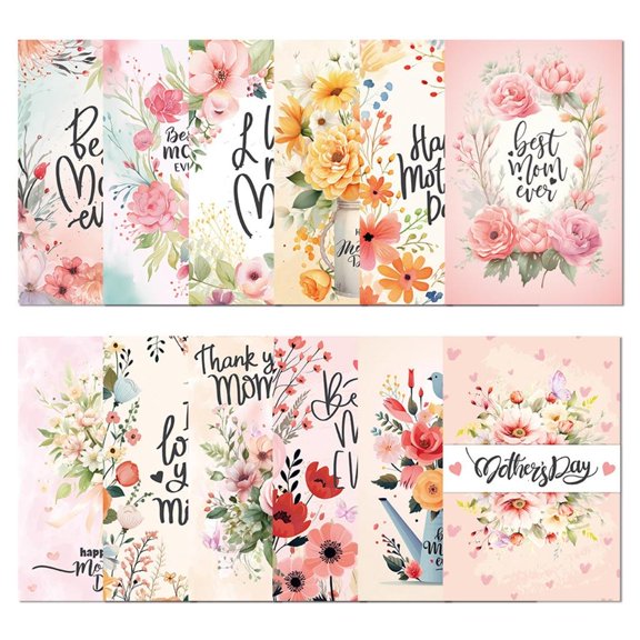 WINDLAND Pack Of 12 Colorful Postcards Set Greeting Cards Mother's Day Present for Mom