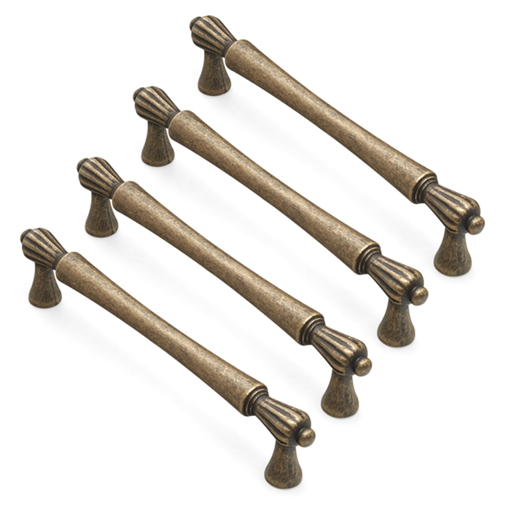 WINDLAND Pack Of 4 Antique Brass Cabinet Pull Vintage French Style Handles Multiple Type for Option for Kitchen & Bathroom