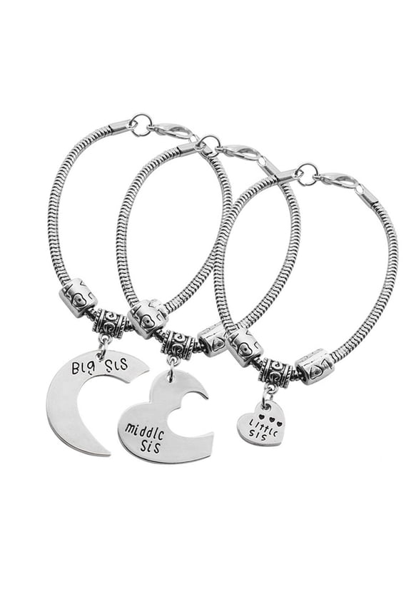 Pack of 3 Sisters Bond Heart Friendship Bracelets for Women Adjustable Jewelry
