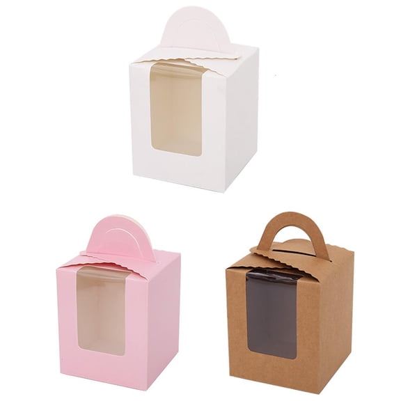 WINDLAND Packaging Box Transparent for Boxes with Open Window and Handle for Small Pastry Cake Dessert Baking Portable Packaging Gift box