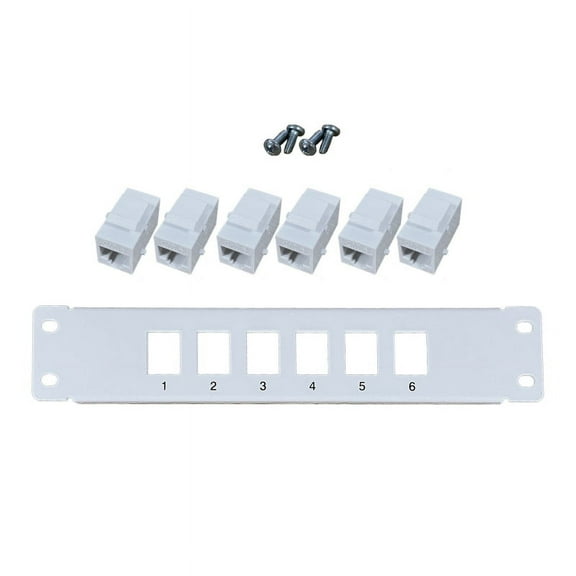 WINDLAND Patch Panel 6 Port CAT6 with Inline Keystone 10G Pass-Thru Coupler Patch Panel