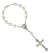 WINDLAND Catholic Rosary Bracelet Pearl Beads Christ for Cross Crucifix Bracelet of Jesus