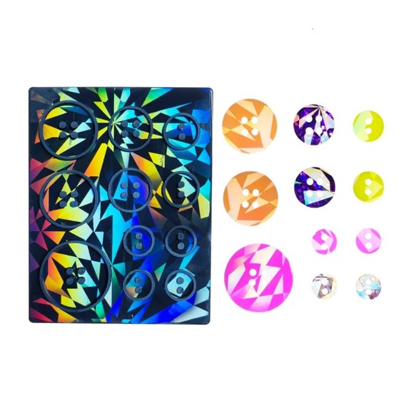WINDLAND Personalized Buttons Resin Molds Holographic Resin Button Mold Sparkling Effect